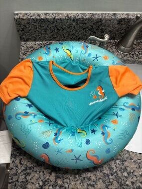 SwimSchool Kids Teal & Orange Rashguard Swim Top